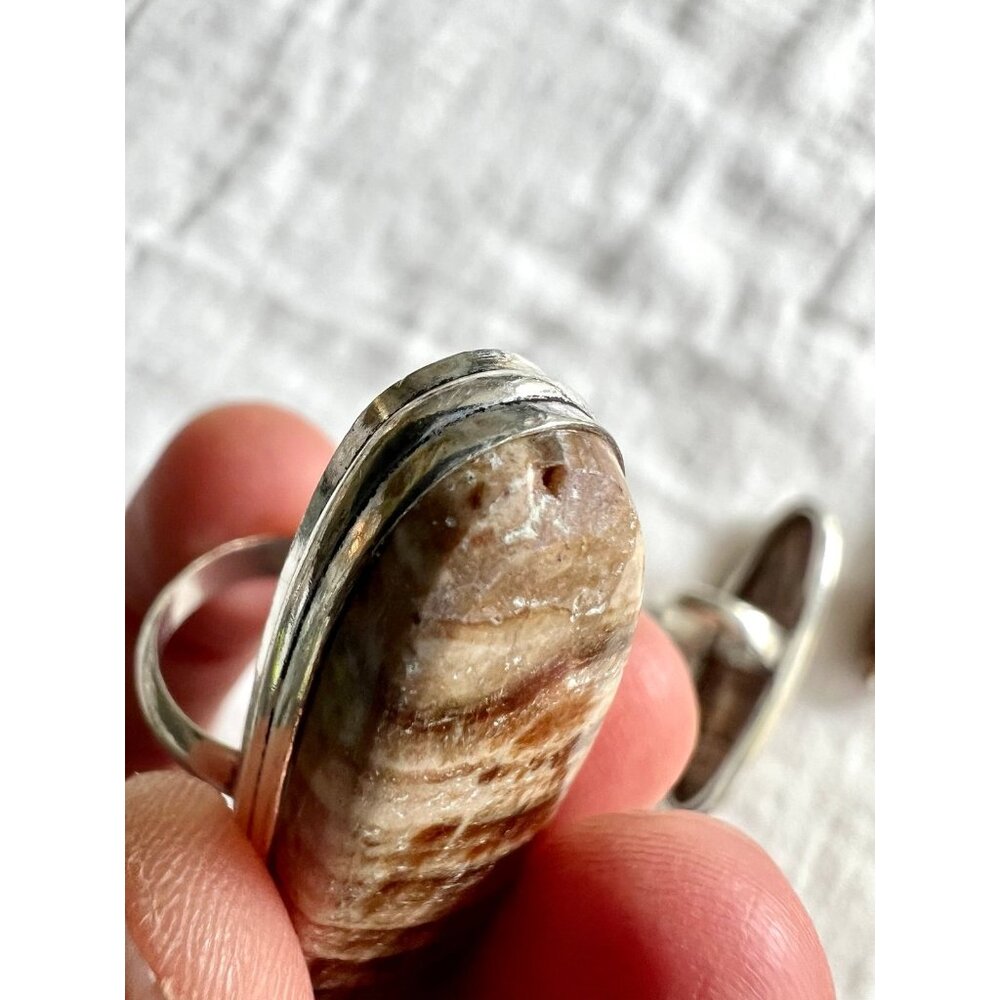 925 LAST ONE! Nurturing Earth Stone Aragonite Ring 6.5 - Picture 5 of 13